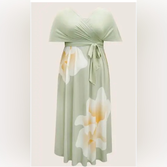 NWT Bloomchic 3 way look Elegant Green Floral Maxi Dress size 22/24 🌸🌺🌹222 - Picture 3 of 9